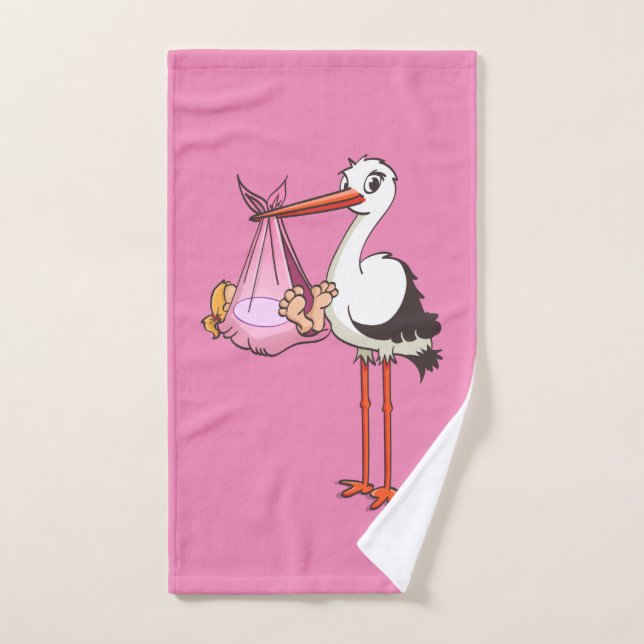 De ooievaar en het baby meisje handtuch (Handtuch)