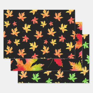 De Papier Cadeau Aquarelle Feuille d'érable Motifs Arrière - plan n