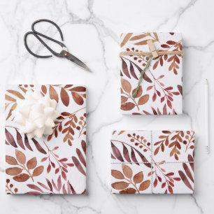De Papier Cadeau Aquarelle Rustique Bourgogne feuille 