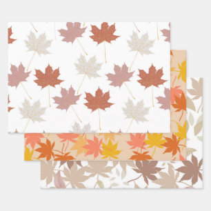 De Papier Cadeau Brown rouge automne Floral Feuille Y2K Motif