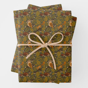 De Papier Cadeau Créatures des bois et Motif Feuille