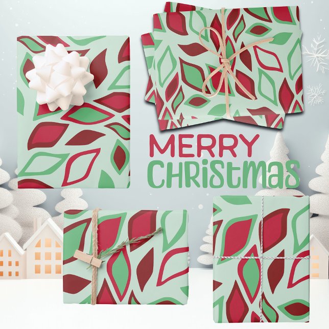 De Papier Cadeau Festive Noël Abstrait Motif feuille (Créateur téléchargé)