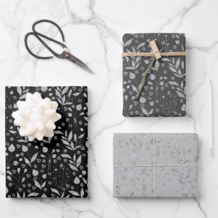 De Papier Cadeau Feuille argenté noir et gris