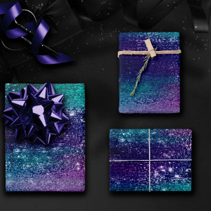 De Papier Cadeau Feuille Brillante   Ombre Sombre Iridescent Hologr