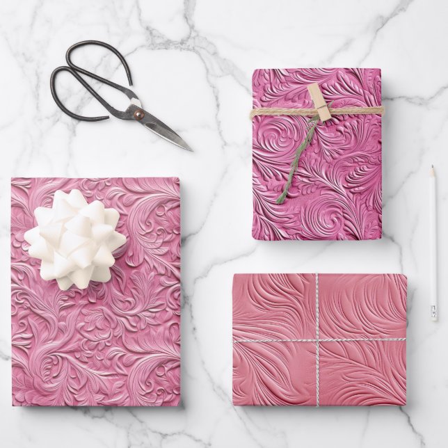 De Papier Cadeau Feuille rose (Recto)