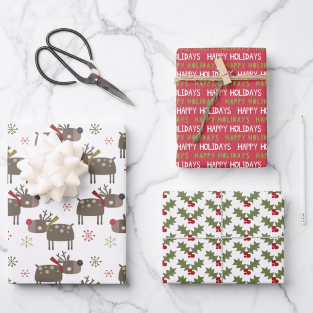De Papier Cadeau Joyeux Noël des saints feuille (Recto)