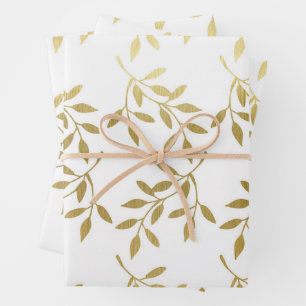 De Papier Cadeau Mariage feuille botanique or romantique