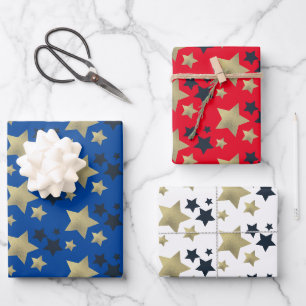 De Papier Cadeau Motif à étoiles patriotiques avec feuille d'alumin
