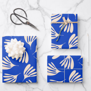 De Papier Cadeau Motif contemporain Feuille curieux en bleu clair
