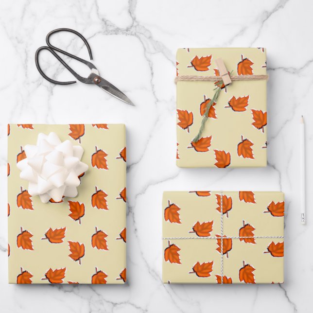 De Papier Cadeau motif feuille Brown sec (Recto)