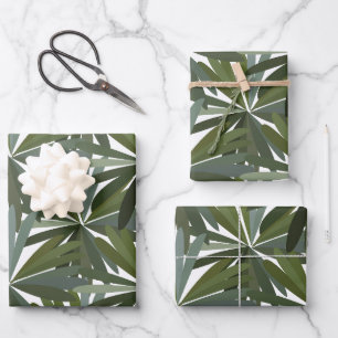 De Papier Cadeau Motif Feuille vert