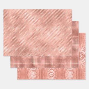 De Papier Cadeau Motifs Glamour Feuille d'Or Rose Élégants
