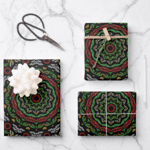 De Papier Cadeau Noël gothique en verre tendu Feuille Mandala