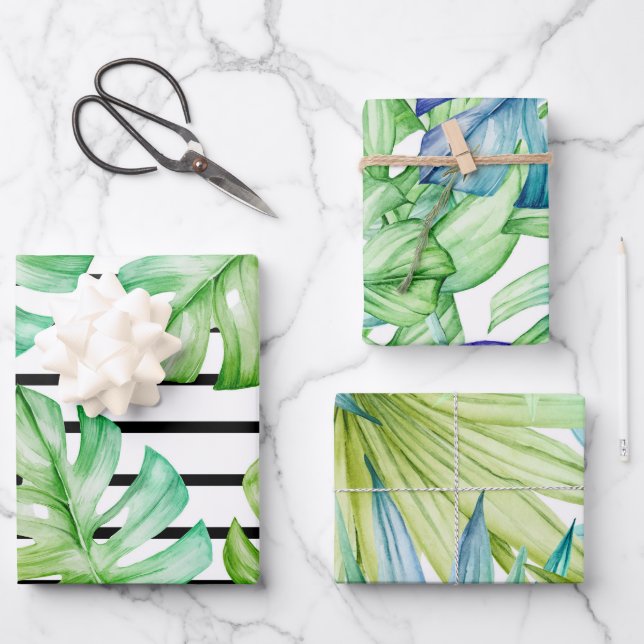De Papier Cadeau Tropical Summer Palm Feuille Motif (Recto)