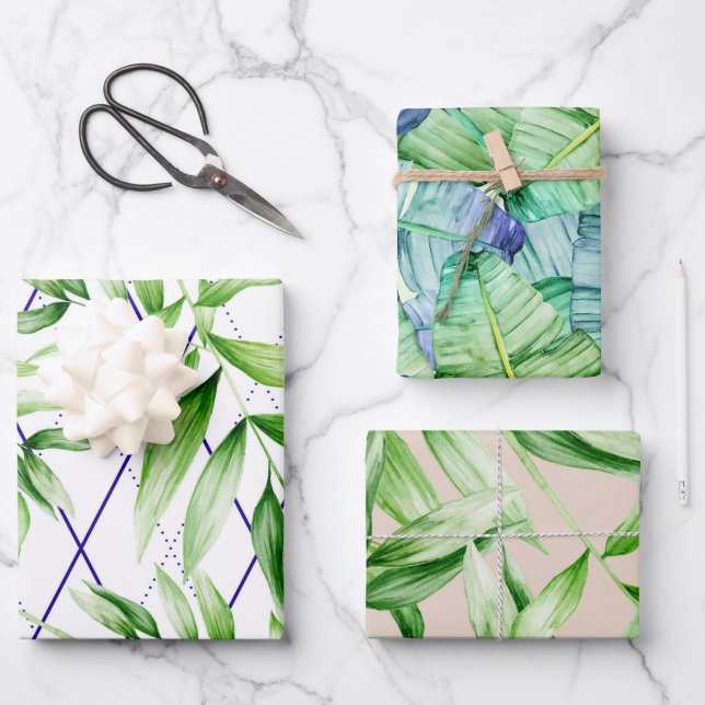 De Papier Cadeau Tropical Summer Palm Feuille Motif (Recto)