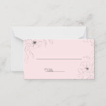 Anémone sur carte pliée rose pâle