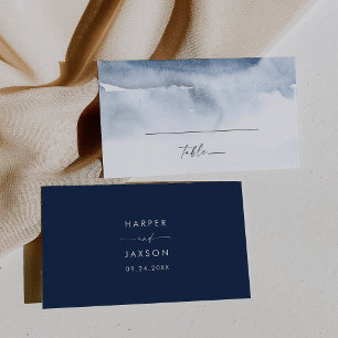 De Placement Aquarelle moderne Carte Mariage Blue Flat