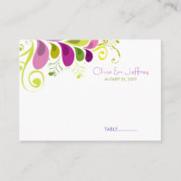 Art Déco Coloré Floral Feuille Mariage Carte Place