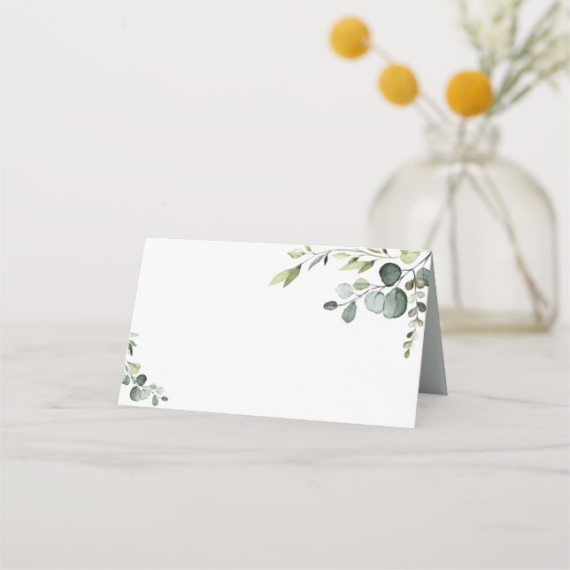 De Placement Boho Eucalyptus Greenery Mariage Carte Place Pliée (Devant)
