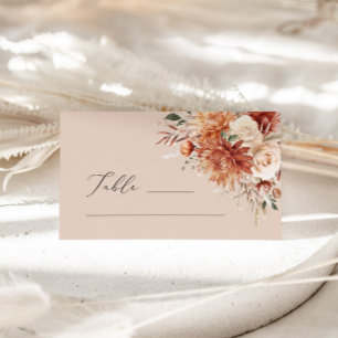 De Placement Boho Terracotta Dahlia Rose Mariage Carte Place