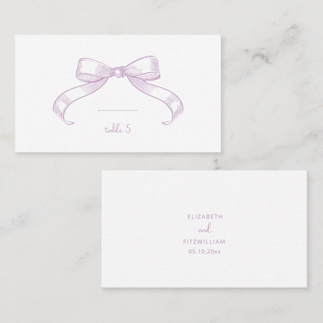 De Placement Bow à croquis romantique | Lilac Handwrite Carte (Devant / Derrière)