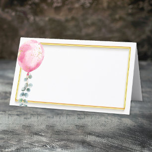 De Placement Carte Baby shower Ballotte Rose   Cadre Or