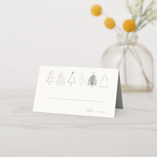 De Placement Carte Boho Green Christmas Trees Holiday Place Car (Devant)