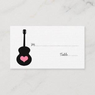 De Placement Carte Coeur Guitare Rose/Noir
