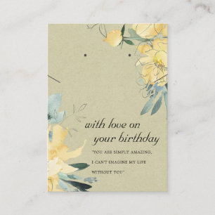 DE PLACEMENT CARTE D'ALLOCATION FLORALE JAUNE KRAFT ANNIVERSAIR