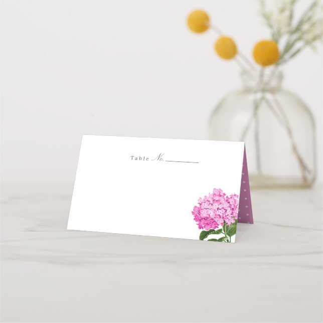 De Placement Carte d'emplacement blanche rose Hydrangea (Devant)