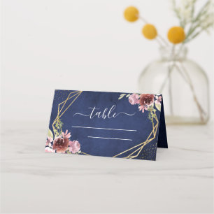 De Placement Carte d'emplacement géométrique florale bleu marin