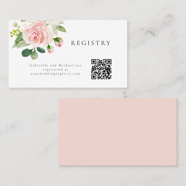 De Placement Carte d'information Elegant Blush Floral Mariage R (Devant / Derrière)