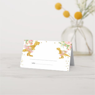De Placement Carte Dino Girl Pink Gold Table