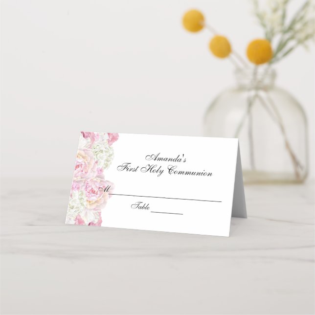 De Placement Carte Floral First Communion Custom Place (Devant)