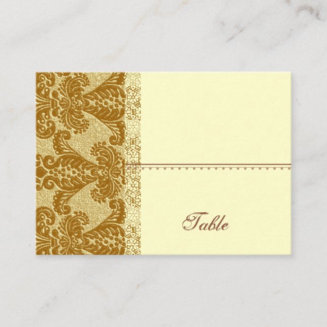 De Placement Carte Gold Damask Place - Mariage (Devant)