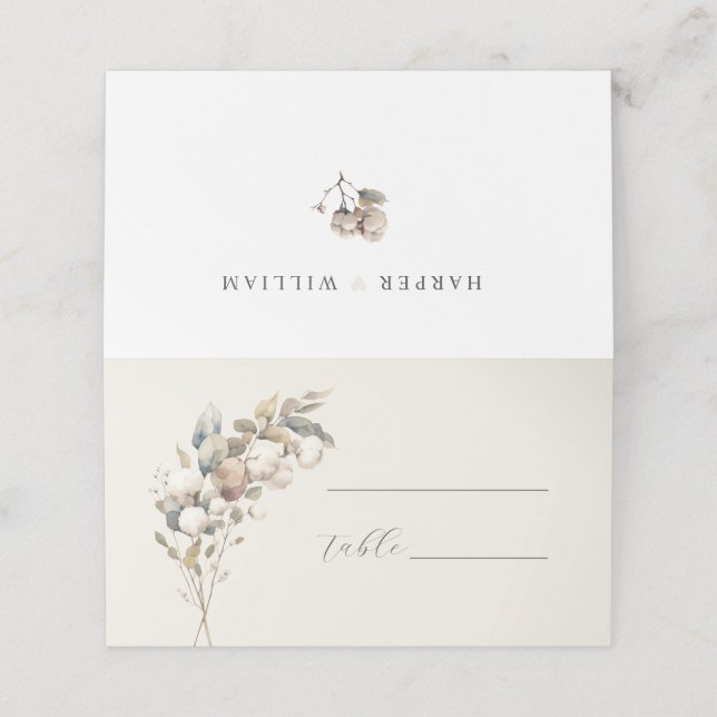 De Placement Carte mariage beige coton doux (Extérieur déplié)