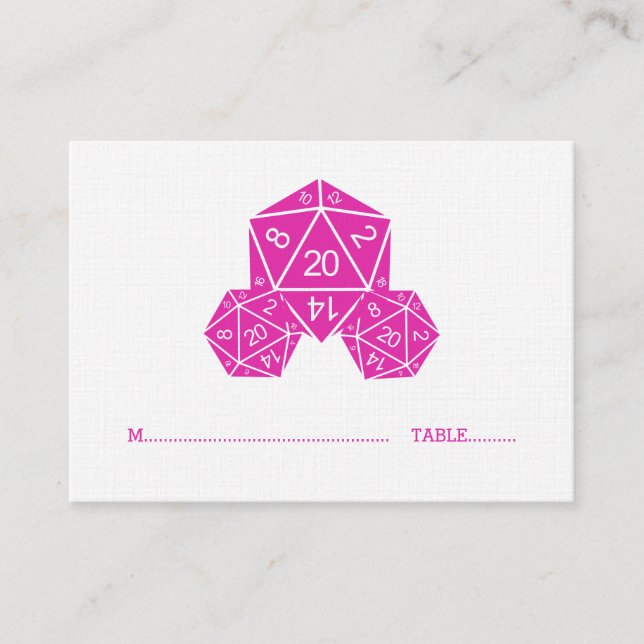 De Placement Carte Mariage D20 Dice Rose (Devant)