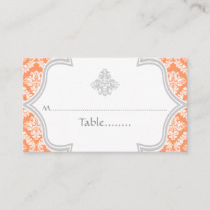De Placement Carte mariage damassé grise, corail