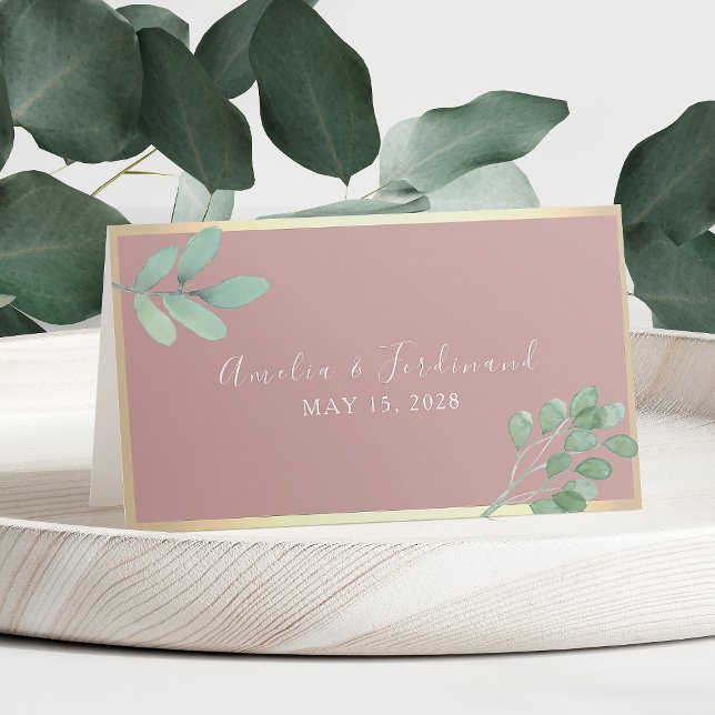 De Placement Carte Mariage Dusty Rose Greenery (Créateur téléchargé)