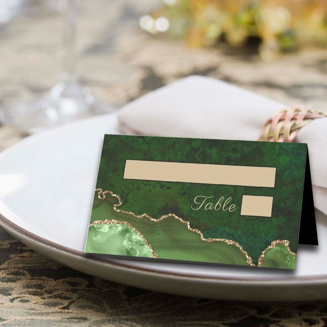 De Placement Carte Mariage Gold Green Agate (Créateur téléchargé)