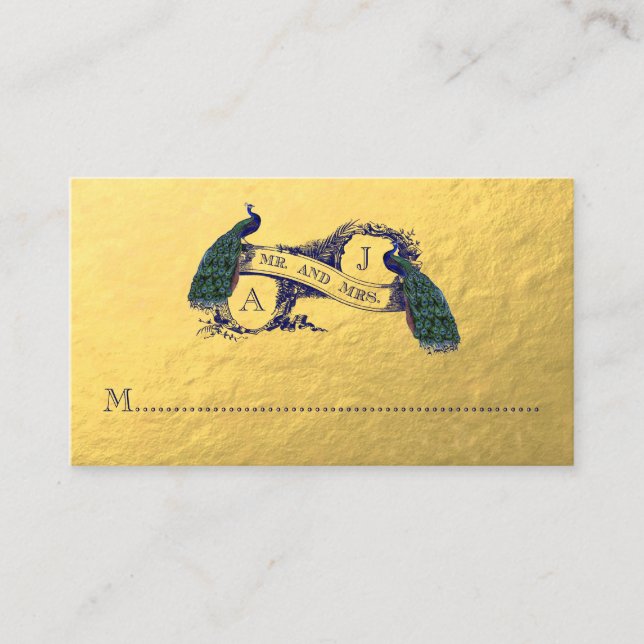De Placement Carte Mariage Gold Peacock (Devant)