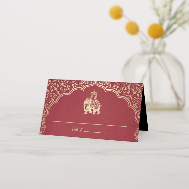 De Placement Carte Mariage indienne Place Faux Gold Foil (Devant)