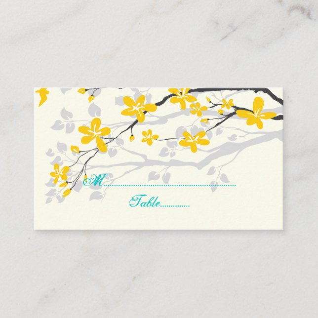 De Placement Carte mariage jaune turquoise (Devant)