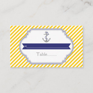 De Placement Carte mariage nautique à ancre jaune et blanche