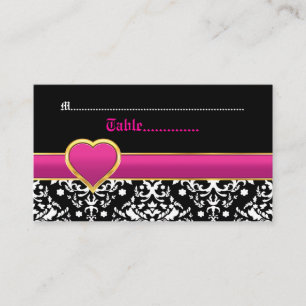 De Placement Carte mariage noir blanc damassé rose chaud