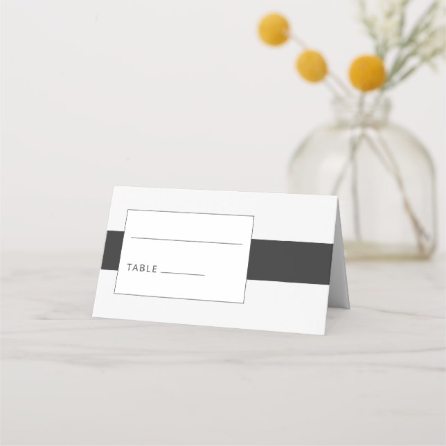 De Placement Carte mariage noire & blanche minimale en gras (Dos)