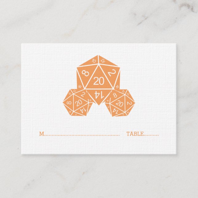 De Placement Carte Mariage orange D20 Dice (Devant)
