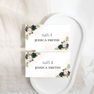 De Placement Carte Mariage plat Navy & Blush Pink