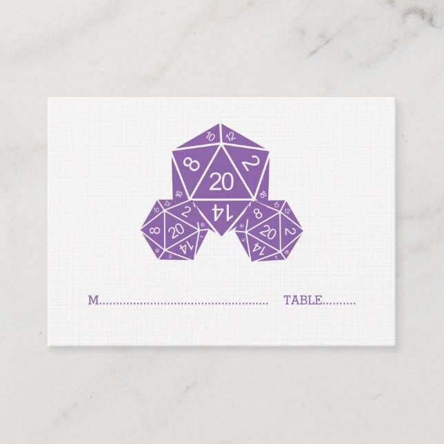 De Placement Carte Mariage pourpre D20 Dice (Devant)