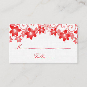 De Placement Carte Mariage rouge simple Floral